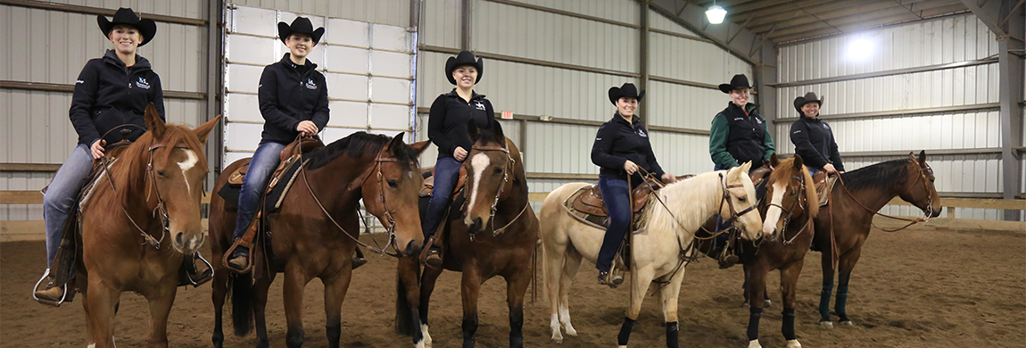 Western riding students and their horses
