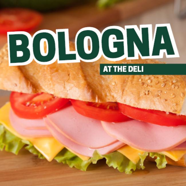 Bologna Sub with cheese, lettuce, and tomato