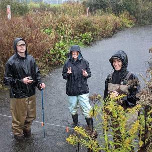 Environmental conservation students do field work.